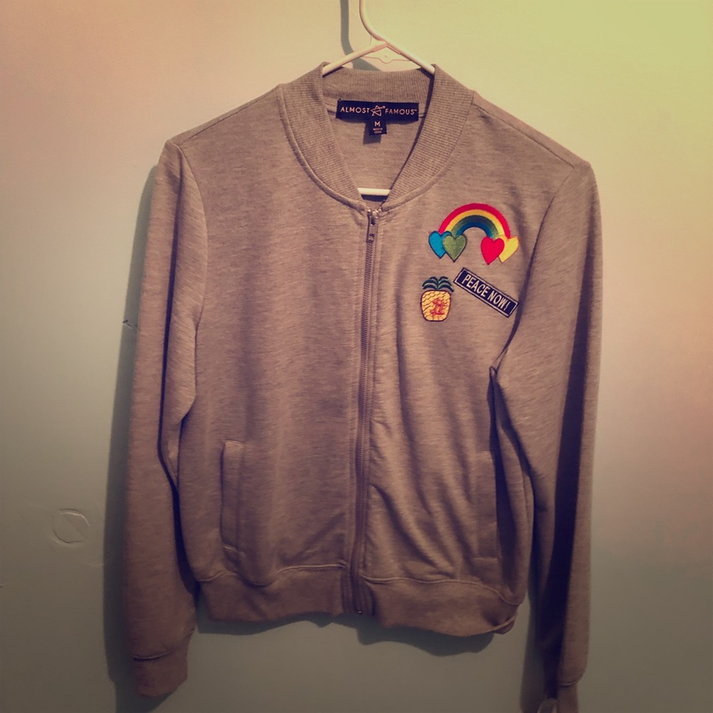 Almost Famous Gray Zip Up Lightweight Sweatshirt